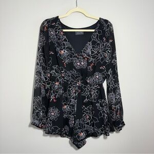 ASTR the Label Black Floral Long Sleeve Romper – Size Small